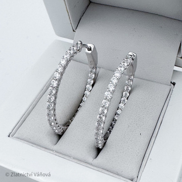 Stříbrné náušnicekruhy zirkonové 24mm